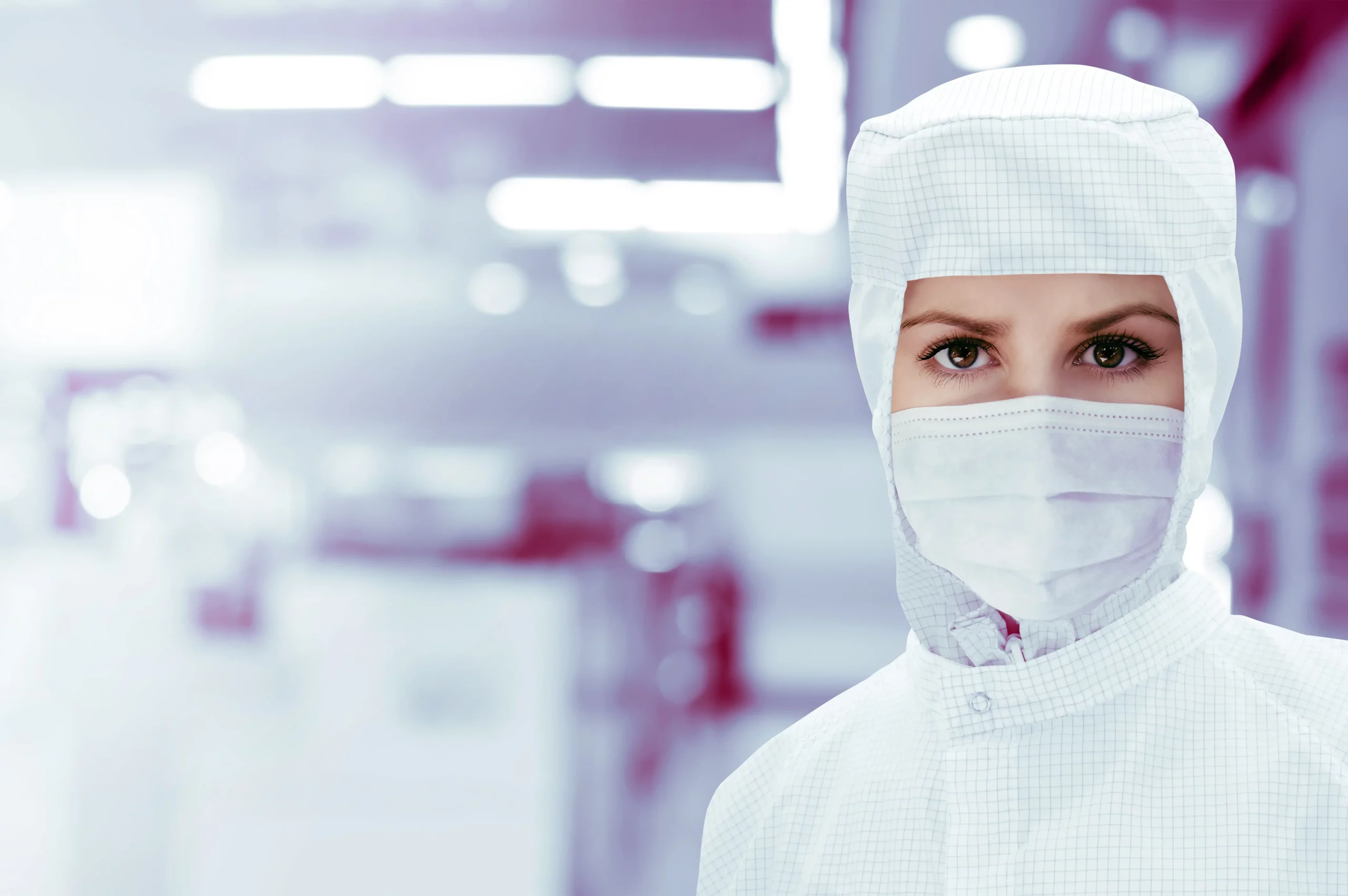 Female scientist wearing protective clothing in cleanroom | Protect2Clean